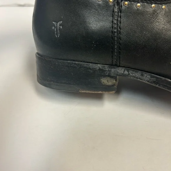 Frye Melissa Studded Boots Vintage Short Ankle Black Leather Women Sz 7 Moto - Picture 11 of 16
